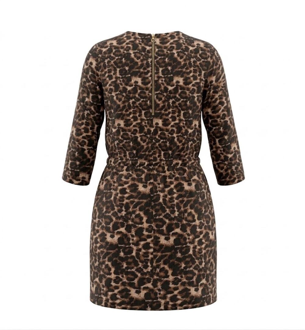 Swim Cover Up W Small Mini Dress Leopard Print Gold Zip Brown Cheetah LASCANA